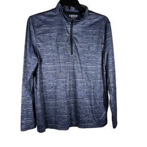 IZOD Golf With Hydro Shield Mens Sz L Blue Heathered 1/4 ZIP Top